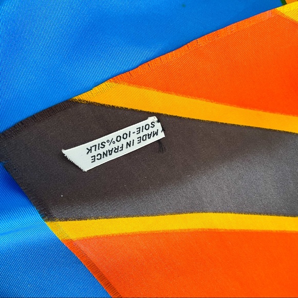 YVES SAINT LAURENT Vintage Silk Striped Electric Blue Scarf - Picture 13 of 16